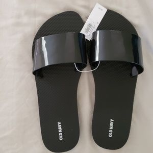 black jelly flip flops
